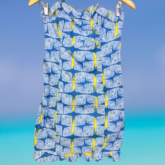 Lilly Pulitzer Dress Size 2 Blue Yellow Sundress Resort Coastal Beach Preppy - Picture 1 of 14
